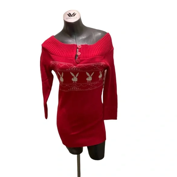 RARE PLAYBOY Dead Stock Vintage Sweater Dress Pink Y2K. - Picture 3 of 12